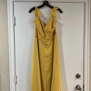 Brand new ruffle spaghetti strap chiffon dress in sunflower